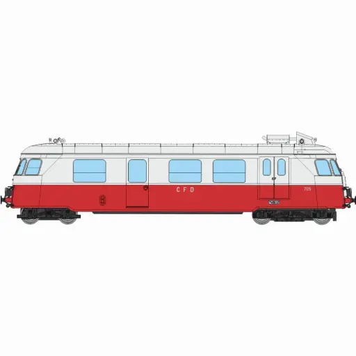 [REVM058S] Autorail diesel Billard A80 D1 à caisse étroite N°705, 1 phare, rouge/gris perle - Ree Modèles VM058S - HOm 1/87 - CFD - Ep III - Digital sound - 2R