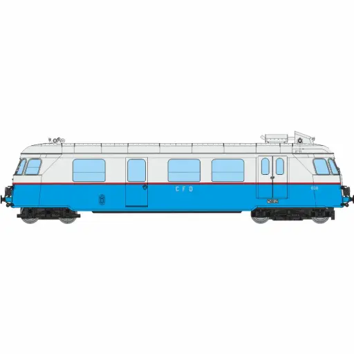 [REVM060] Autorail diesel Billard A80 D1 à caisse étroite des chemins de fer de Dordogne N°608, 1 phare, bleu/gris perle - Ree Modèles VM060 - HOm 1/87 - Privée - Ep III - Analogique - 2R