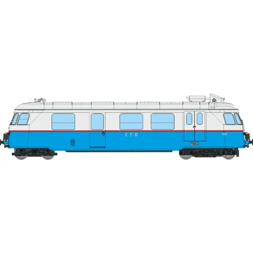 [REVM060S] Autorail diesel Billard A80 D1 à caisse étroite des chemins de fer de Dordogne N°608, 1 phare, bleu/gris perle - Ree Modèles VM060S - HOm 1/87 - Privée - Ep III - Digital sound - 2R