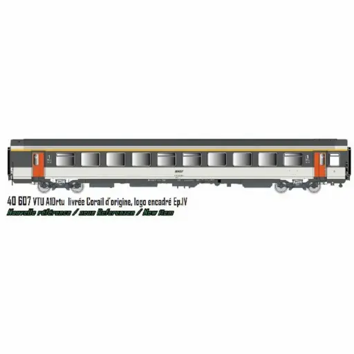[LS40607] Voiture Corail VTU A10rtu, livrée d’origine, logo encadré - LS Models 40607 - HO 1/87 - SNCF - Ep IV - 2R