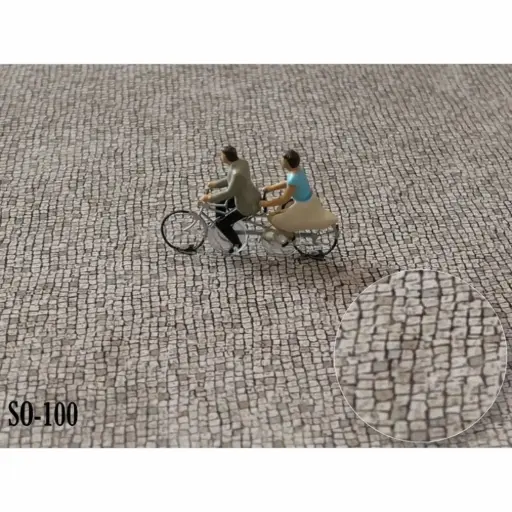 [MASO-100] Feuille de revêtement pavés gris pose irrégulière - Magnorail MASO-100 - HO 1/87