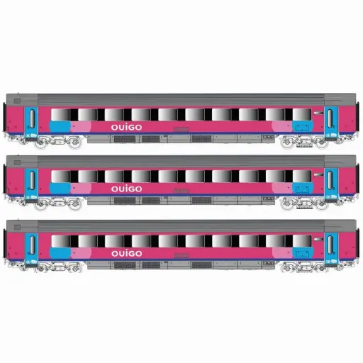 [LS43058DC] Coffret de 3 voitures voyageurs I11 "OUIGO" - LS Models 43058DC - HO 1/87 - SNCB/SNCF - Ep VI - 2R