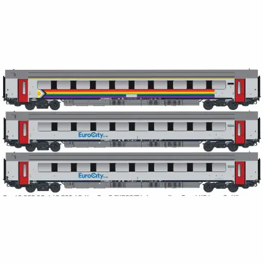 [LS43060DC] Coffret de 3 voitures voyageurs I11 EUROCITY - LS Models 43060DC - HO 1/87 - SNCB - Ep VI - 2R