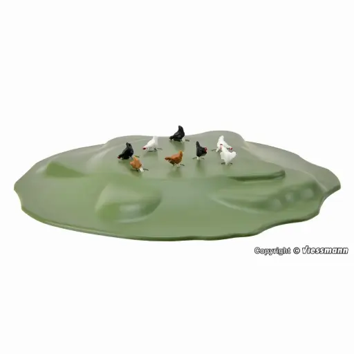 [VI1528] Set de 6 poules et 2 coqs animés - Viessmann 1528 - HO 1/87