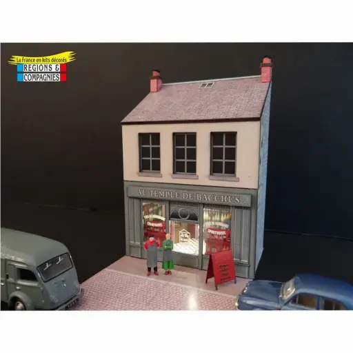 [REFAC029] Mini-façade avec caviste + couple de cavistes - Régions et compagnies FAC029 - HO 1/87