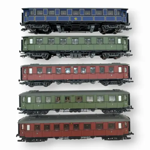 [OZRO44006] Coffret de 5 voitures voyageurs - Roco 44006 - HO 1/87 - K.W.St.E. - Ep I - 2R