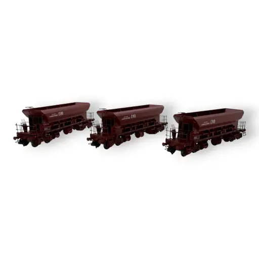 [OZREWB749] Coffret de 3 wagons trémies à ballast T1 Uas - Ree Modèles WB749 - HO 1/87 - SNCF - Ep III-IV - 2R