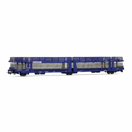 [HJ6327] Wagon porte-voitures Transfesa, Laeks 63C "Hispanauto", livrée bleu - Jouef HJ6327 - HO 1/87 - Ep VI - 2R