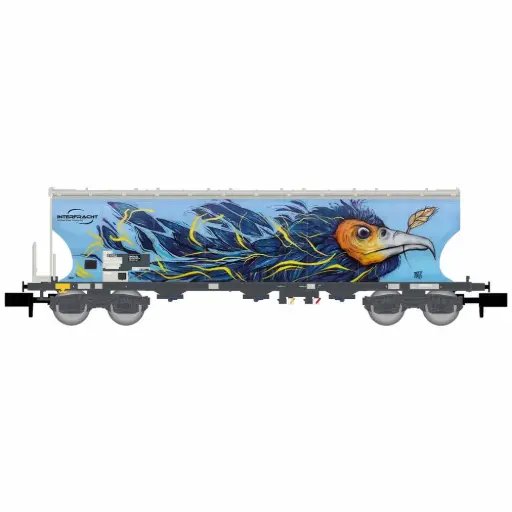 [HN6739] Wagon-trémie céréalier à bogies à parois bombées, « Interfracht », avec graffitis en forme d’oiseaux - Arnold HN6739 - N 1/160 - F-ERSA - Ep V - 2R