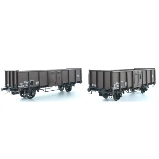 [EX23956] Set de 2 wagons tombereaux UIC II Tow boîtes d’essieux OCEM - Exact Train 23956 - HO 1/87 - SNCF - Ep III - 2R