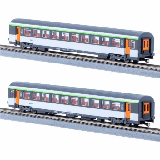 [AZV01-0NP2] Set de 2 voitures voyageurs Corail VTU - Azar Models V01-0NP2 - Z 1/220 - SNCF - Ep IV - 2R