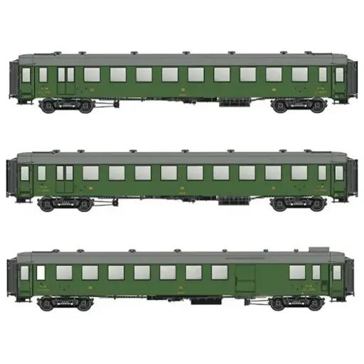 [MW40949] Coffret de 3 voitures OCEM vert à châssis noir et toit gris - Models World 40949 - HO 1/87 - PLM - Ep IIb - 2R