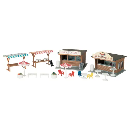 [AU11352] 2 stands de snack avec bancs, tables et chaises