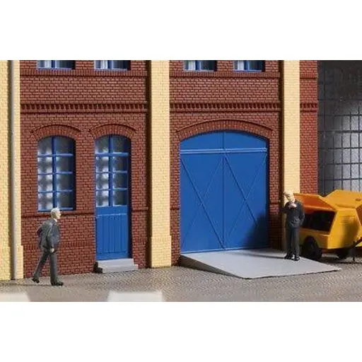 [AU80255] Portails et portes bleus, marches, rampes HO 1/87