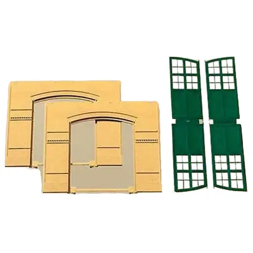 [AU80605] Kit de 2 murs et 2 portes pour Remise à locomotives Auhagen 80605 - HO : 1/87