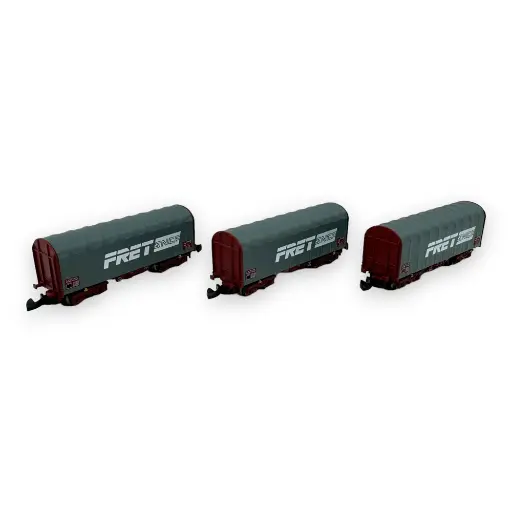 [AZW03-FR3] Coffret de 3 wagons bâchés shimms "FRET" - Azar Models W03-FR3 - Z 1/220 - SNCF - Ep IV/V - 2R