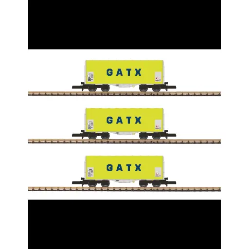 [AZW03-GAP] Set de 3 wagons courts bâchés à bogie GATX - Azar Models W03-GAP - Z 1/220 - Ep VI - 2R