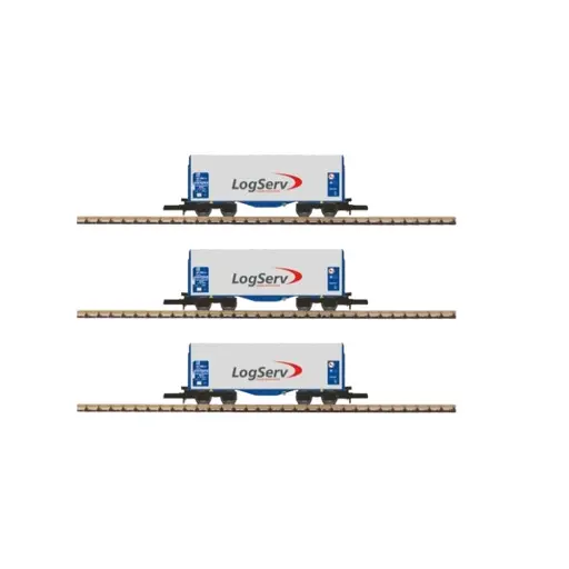 [AZW03-LSP] Coffret de 3 wagons courts bâchés LOGSERV - Azar Models W03-LSP - Z 1/220 - SNCF - EP VI - 2R