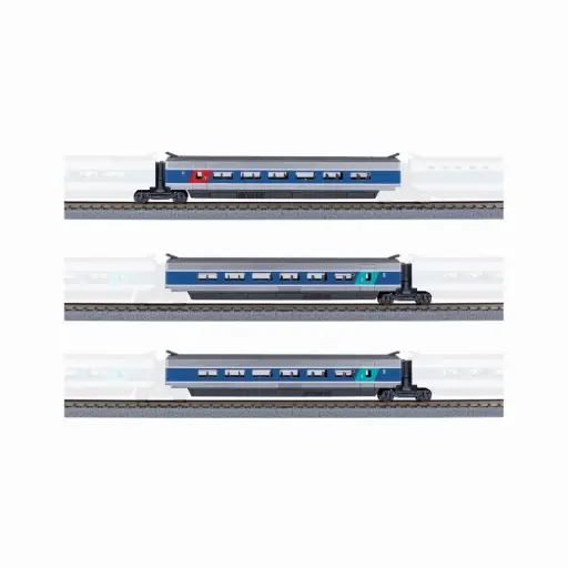 [AZT01-AB2] Coffret de 3 voitures supplémentaires TGV PSE - Azar Models T01-AB2 - Z 1/220 - SNCF - Ep V - 2R