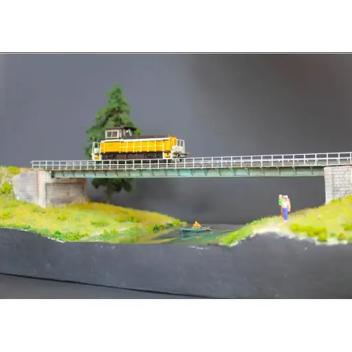 [BM108005] Pont métallique 1 voie avec culées - 150 mm Bois Modelisme 108005 - HO 1/87