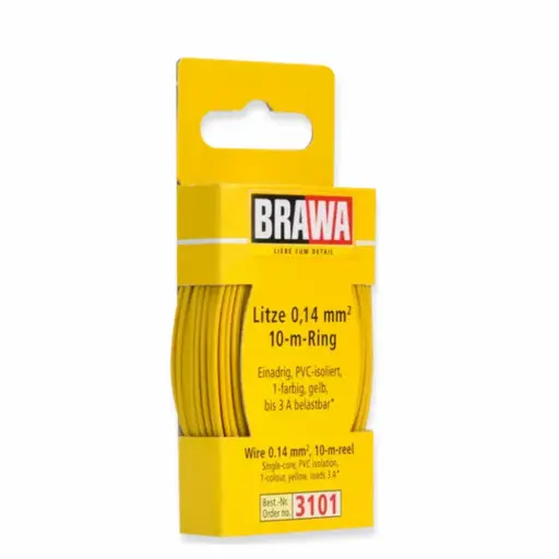 [BR3101] Bobine de fil jaune 10 mètres - 0,14 mm² - Brawa 3101  
