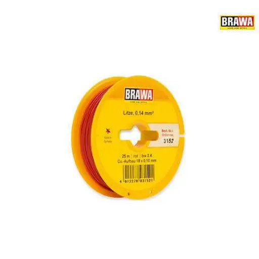 [BR3152] Bobine de Fil - Rouge - Section 0.14 mm² - 25 Mètres - BRAWA 3152 - Universelle