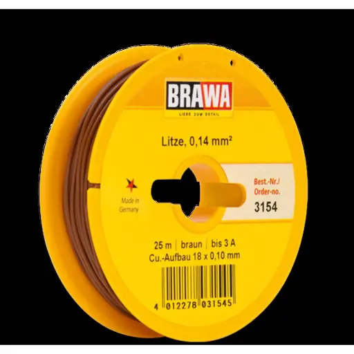 [BR3154] Bobine de Fil - 25 Mètres - Marron - Section 0.14 mm² - BRAWA 3154 - Universelle