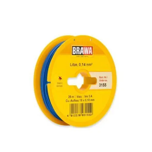 [BR3155] Bobine de Fil - 25 Mètres - Bleu - Section 0.14 mm² - BRAWA 3155 - Universelle