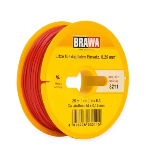 [BR3211] Câble électrique Rouge 0,25 mm² - 25 mètres de longueur - Brawa 3211