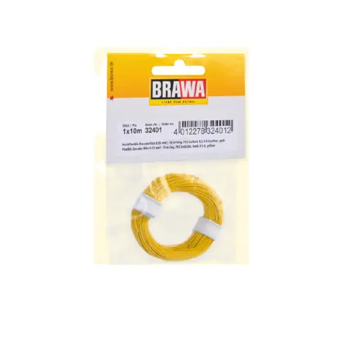 [BR32401] Bobine de fil de câblage Jaune - Brawa 32401 - 10 mètres - 0.05 mm² - HO / N