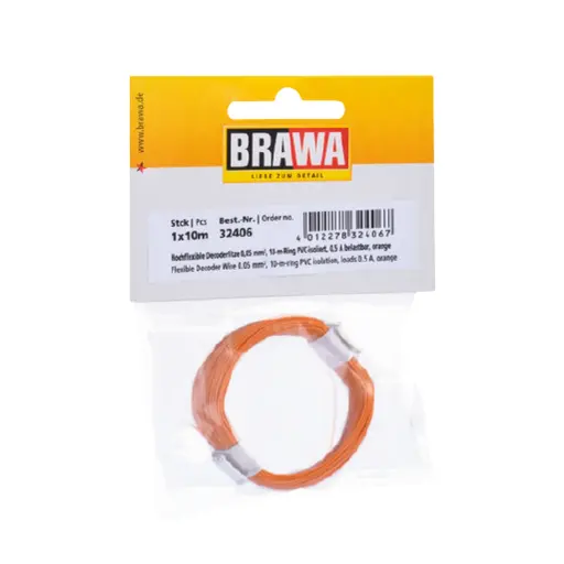 [BR32406] Bobine de fil de câblage Orange - Brawa 32406 - 10 mètres - 0.05 mm² - HO / N