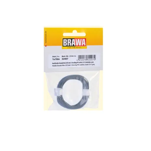 [BR32407] Bobine de fil de câblage Gris - Brawa 32407 - 10 mètres - 0.05 mm² - HO / N