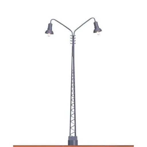 [BR84019] Lampadaire double à LED avec mat en fer treillis - HO 1/87 - Brawa 84019