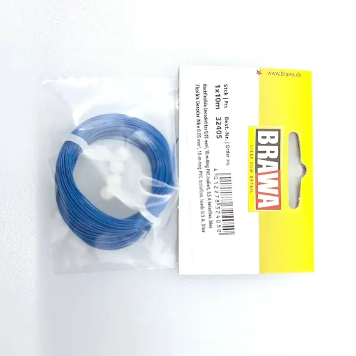 [BR32405] Bobine de fil de câblage Bleu - Brawa 32405 - 10 mètres - 0.05 mm² - HO / N