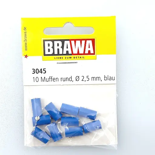 [BR3045] Sachet 10 Fiches Femelles de couleur Bleue Brawa 3045 - 2.5 mm - HO : 1/87
