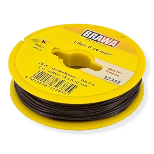 [BR32385] Bobine de fil de câblage Marron - Brawa 32385 - 25 mètres - 0.14 mm²
