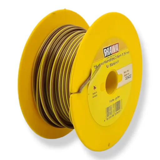 [BR32422] Bobine de câble - Brawa 32422 - jaune / marron - 25 mètres