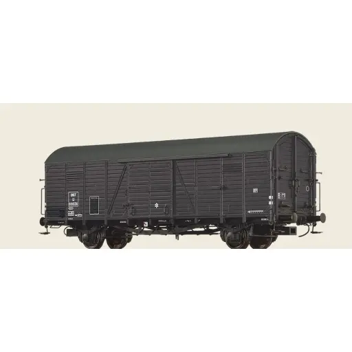 Wagon Couvert POCHER 305 - Porte Ouverte Avec Personnage - Gris - Occasion