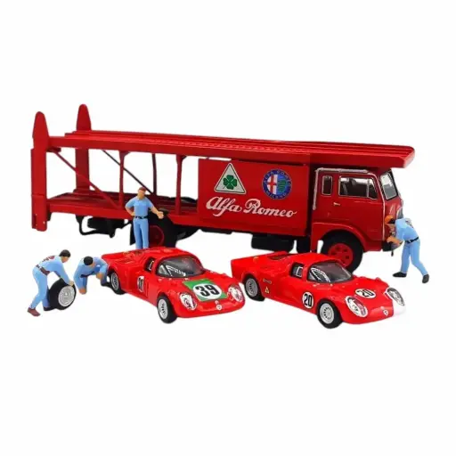 [BR58477] Écurie Alpha Roméo FIAT avec accessoires & figurine - HO 1/87 - Brekina 58477
