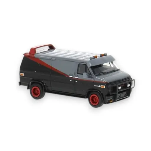 [BR18250] GMC Vandura, noir/rouge/gris, L'Agence tous risques en VO, 1983 - Brekina 18250 - HO 1/87