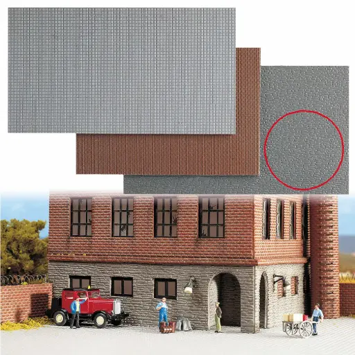 [BU7403] Plaque de décor, mur de pierres naturelles - Busch 7403 - HO 1/87