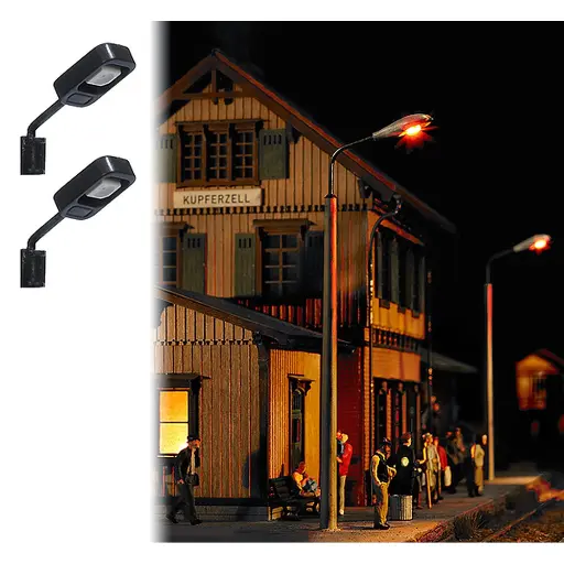 [BU4132] Deux luminaires muraux avec réflecteurs noirs Busch 4132 - HO & TT -