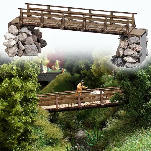 [BU1497] Maquette Passerelle en bois miniature - HO : 1/87