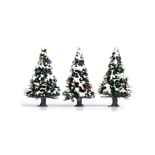 [BU6464] Trois arbres de noël enneigés