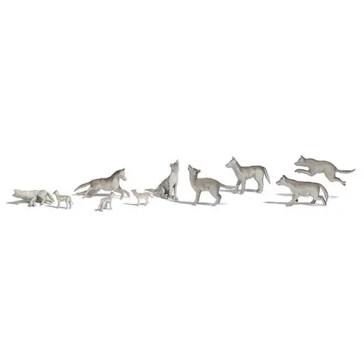 [BU1193] Pack de 10 Loups en Meute - Busch 1193 - HO 1/87