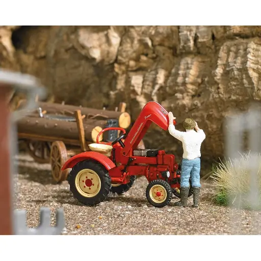 [BU7882] Tracteur Porsche avec Capot Moteur Levé et Mécanicien - Busch 7882 - HO : 1/87