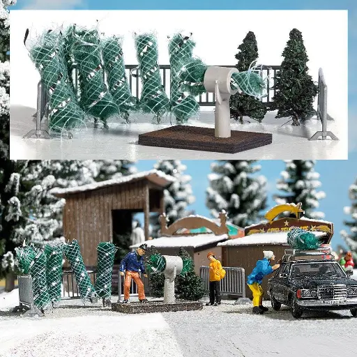 [BU1182] Stand de vente de sapins de Noël - Busch 1182 - HO 1/87