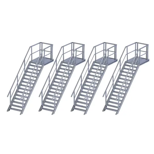 [BU7758] 4 escaliers avec paliers et rambardes - Busch 7758 - HO 1/87