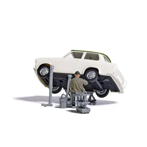 [BU7938] Scénette "Mécanicien" avec outils, personnage et véhicule Busch 7938 - HO 1/87