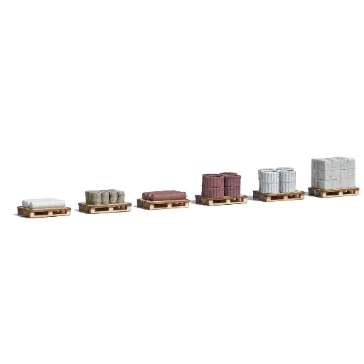 [BU1813] lot de 6 palettes avec chargement de matériaux BUSCH 1813 - HO 1/87